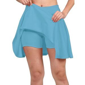 6534 Mini Skirt Ruffle Flowy Pleated Tennis Sky Blue Skirt High Waist Fall